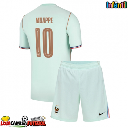 Camisa de Futebol França Kylian Mbappe #10 Equipamento Secundário Infantil Mundo 2026 Manga Curta (+ Calças curtas)